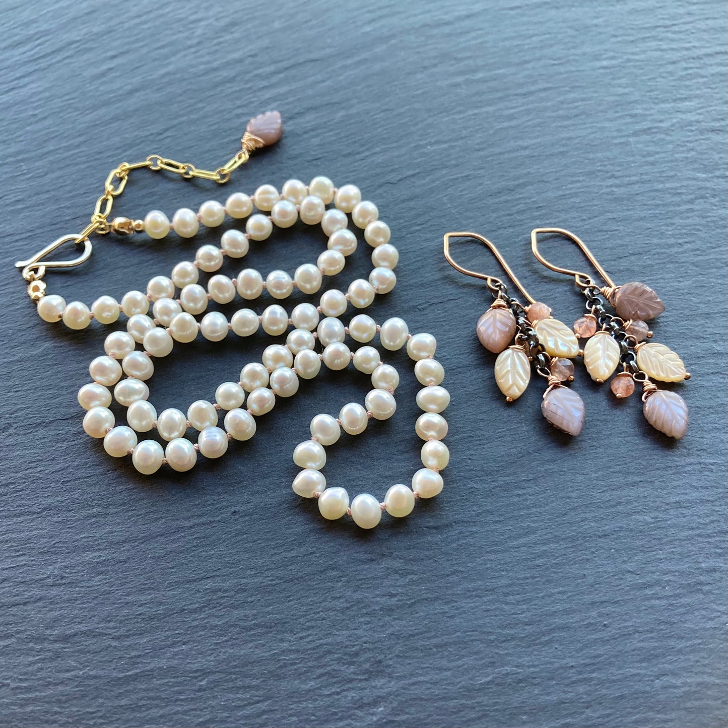 Freshwater Pearl Hand Knotted Blush Silk Choker