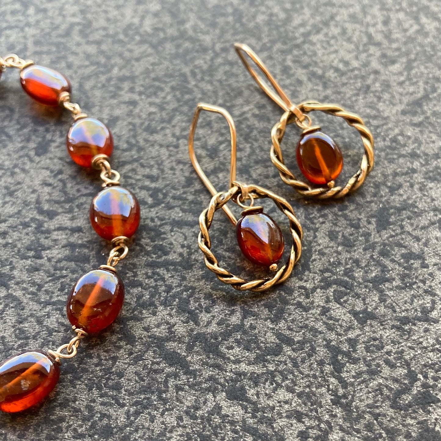 Hessonite Garnet & Gold Bracelet
