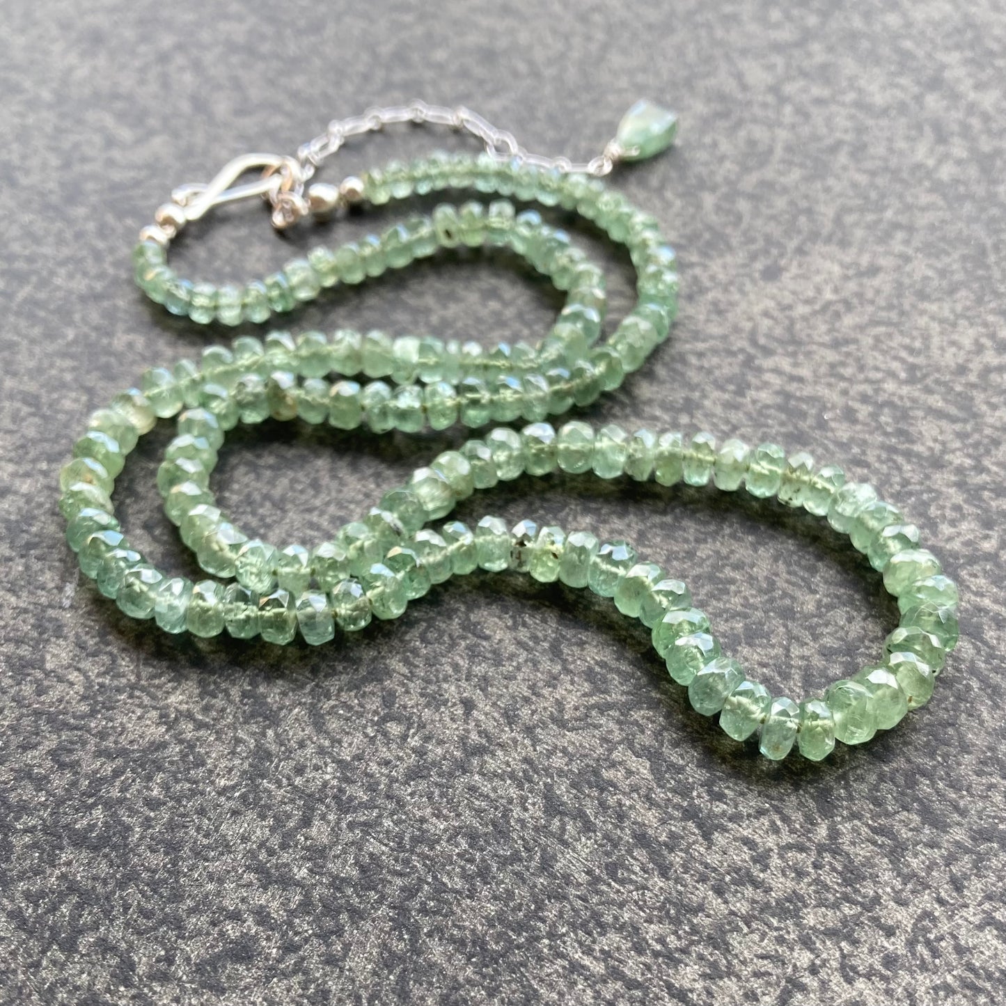 Green Kyanite Hand Knotted Silk Necklace
