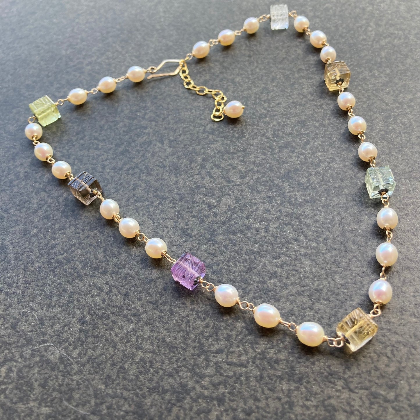 Multi Gemstone, Natural Pearl & Mixed Metal Choker