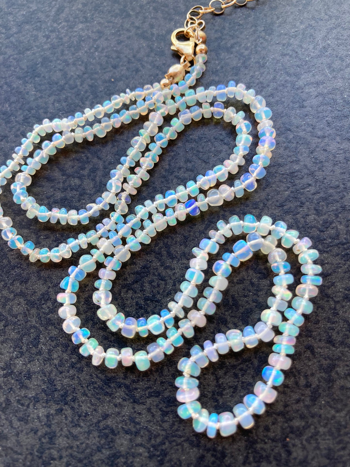 Ethiopian Opal Hand Knotted Silk Necklace