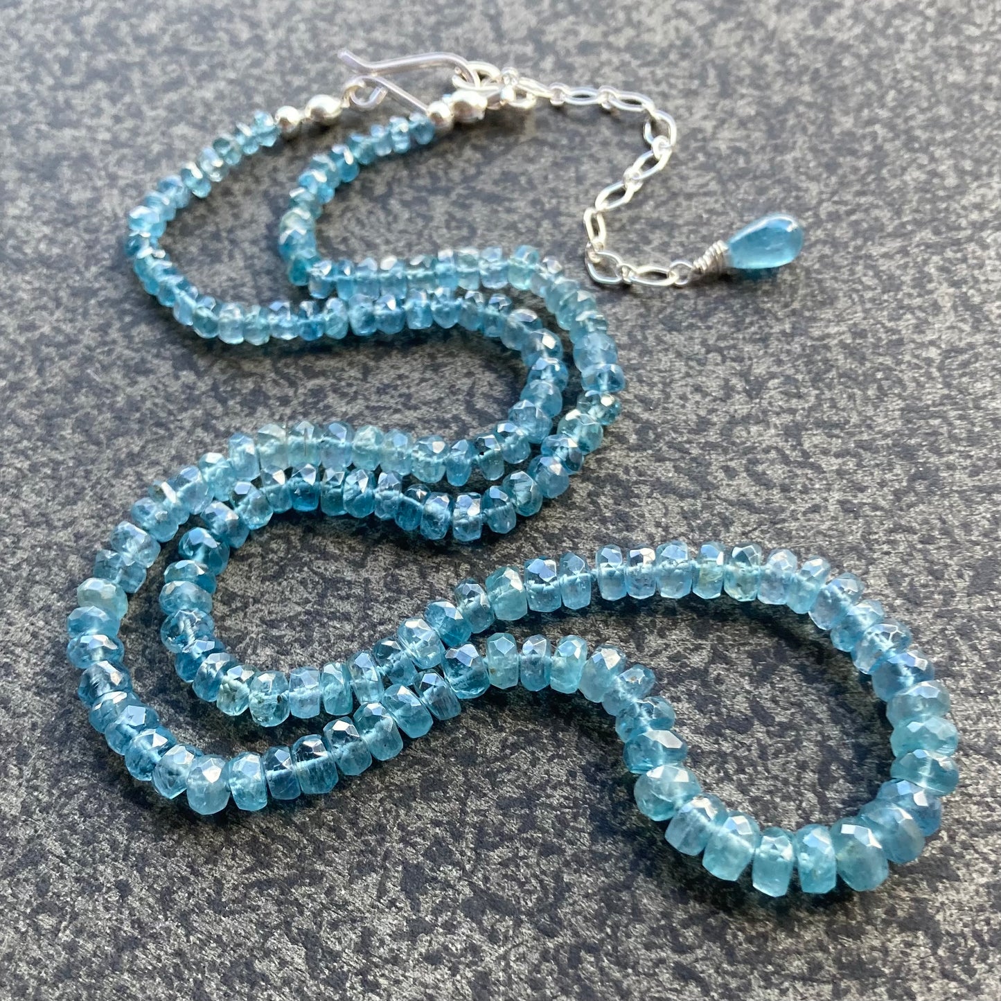 Aqua Kyanite Hand Knotted Silk Necklace