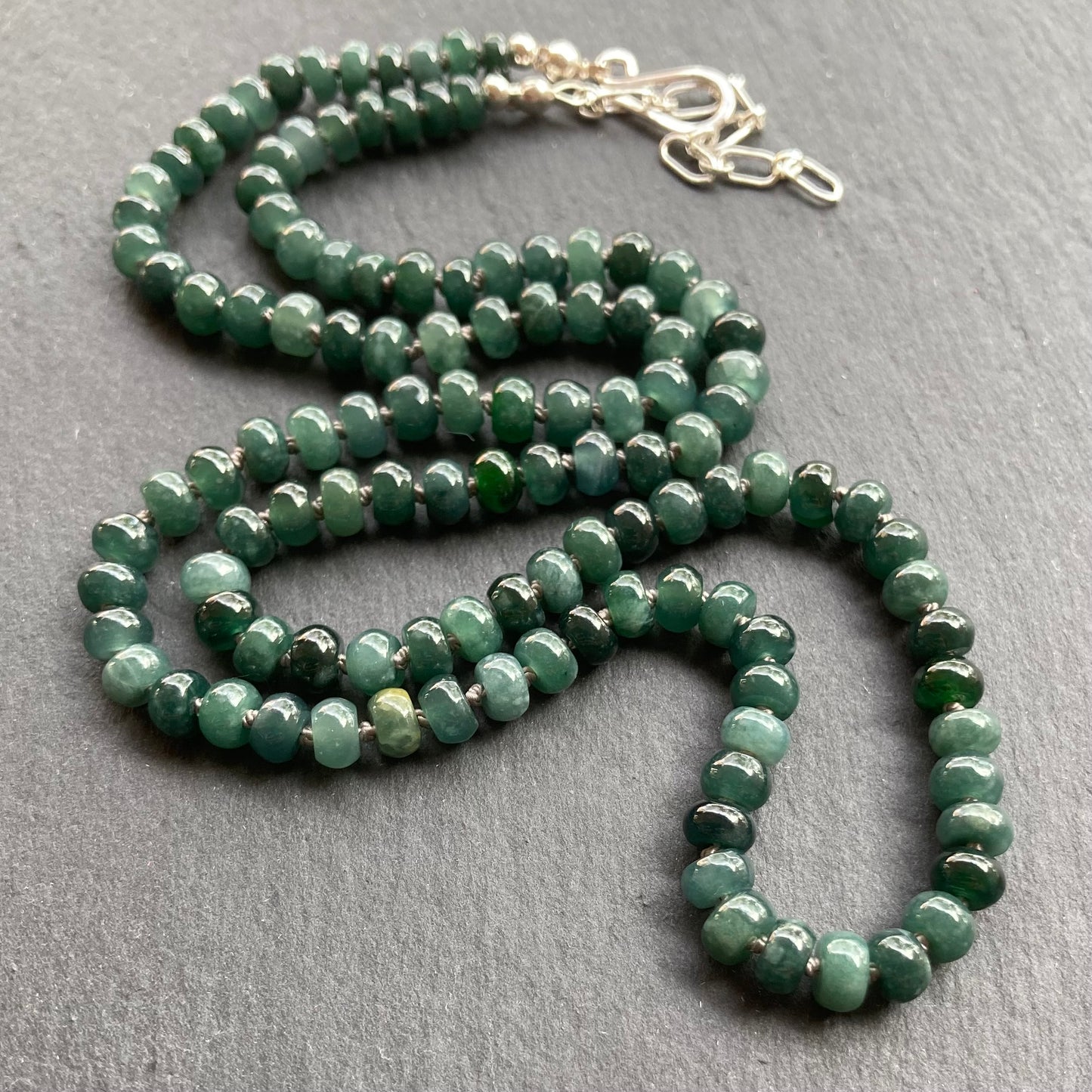 Guatemalan Jade Hand Knotted Silk Necklace