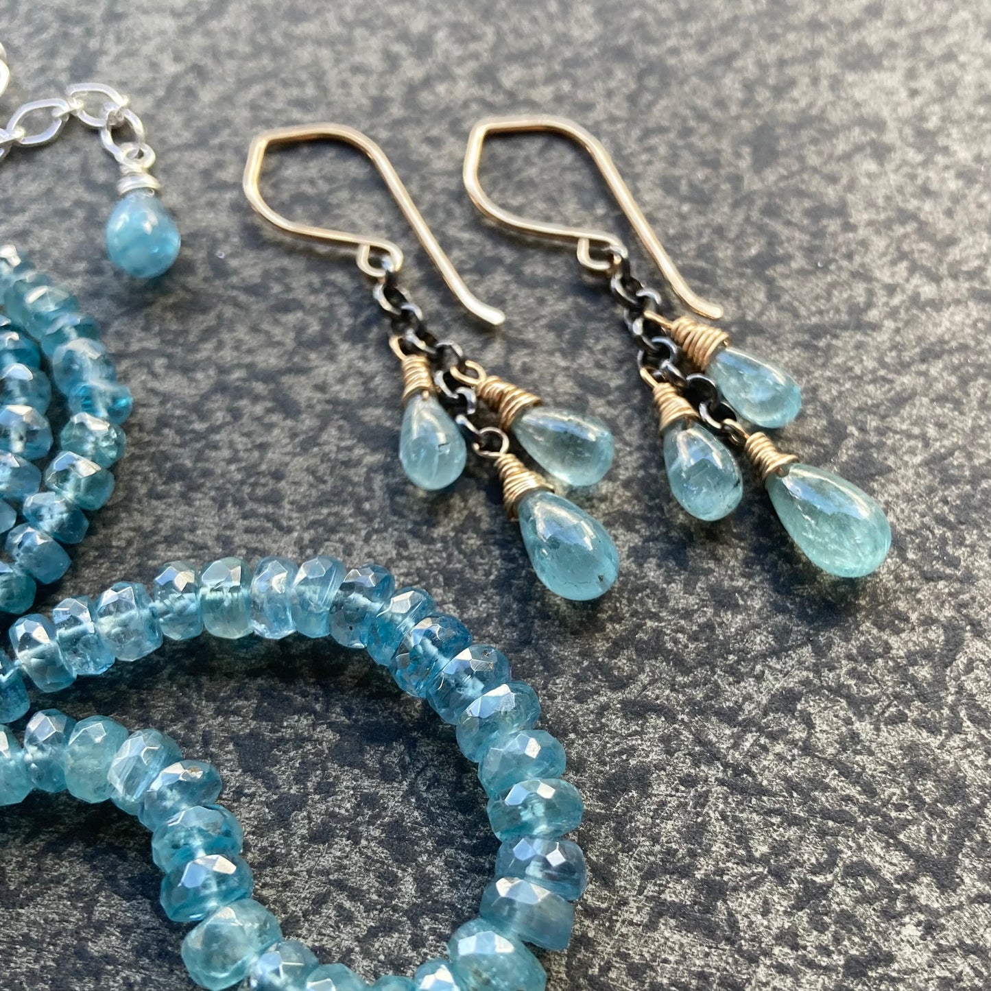Aqua Kyanite Hand Knotted Silk Necklace
