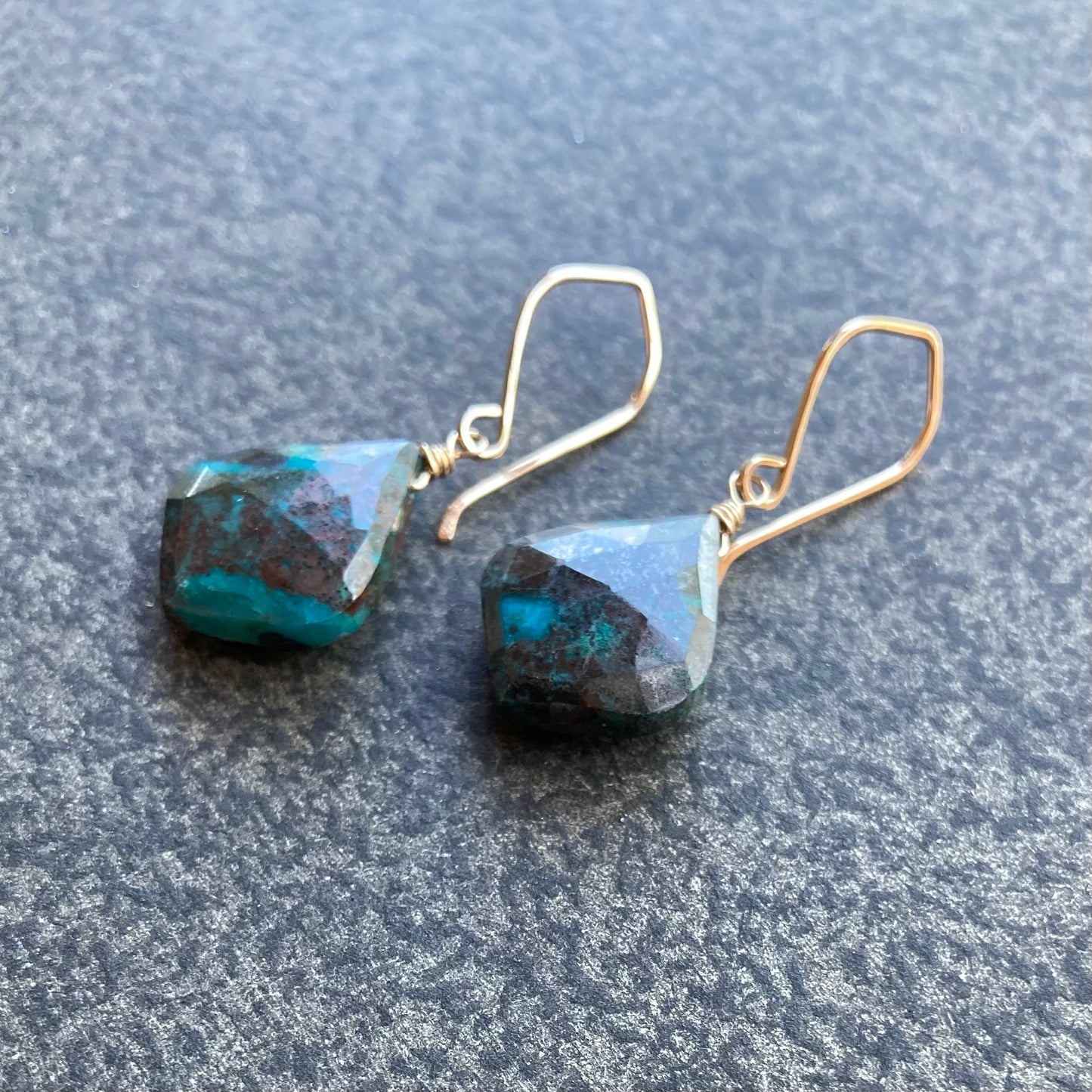 Chrysocolla & Gold Earrings