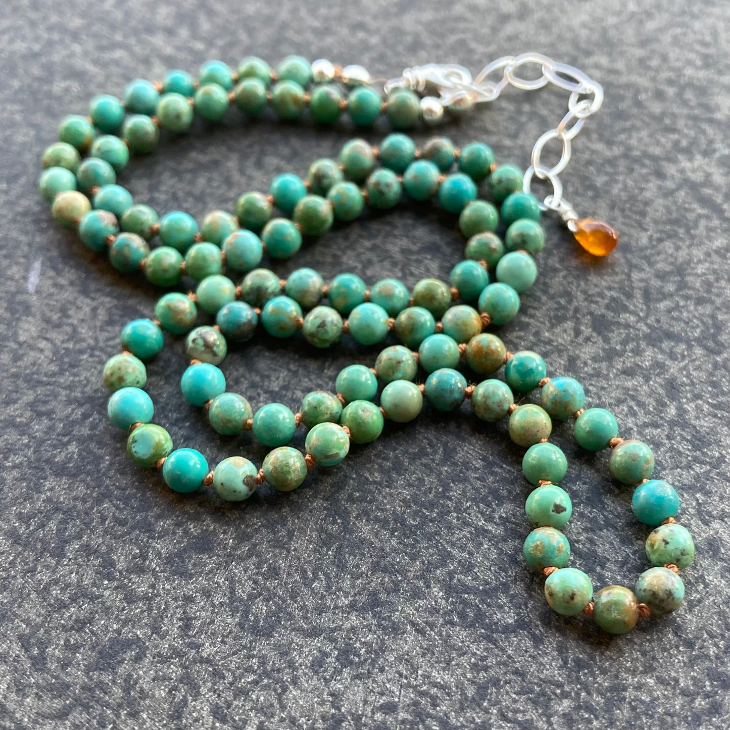 Hubei Turquoise Hand Knotted Silk Necklace
