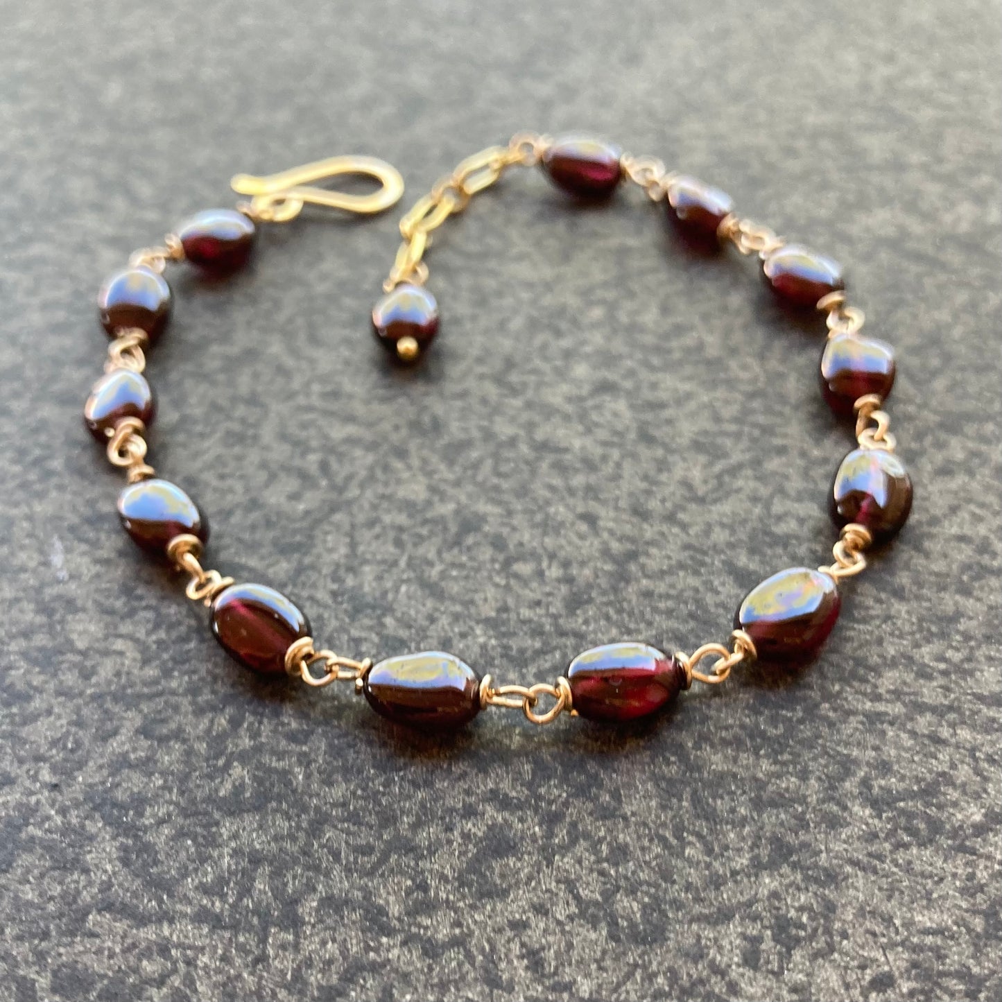 Rhodolite Garnet & Gold Bracelet