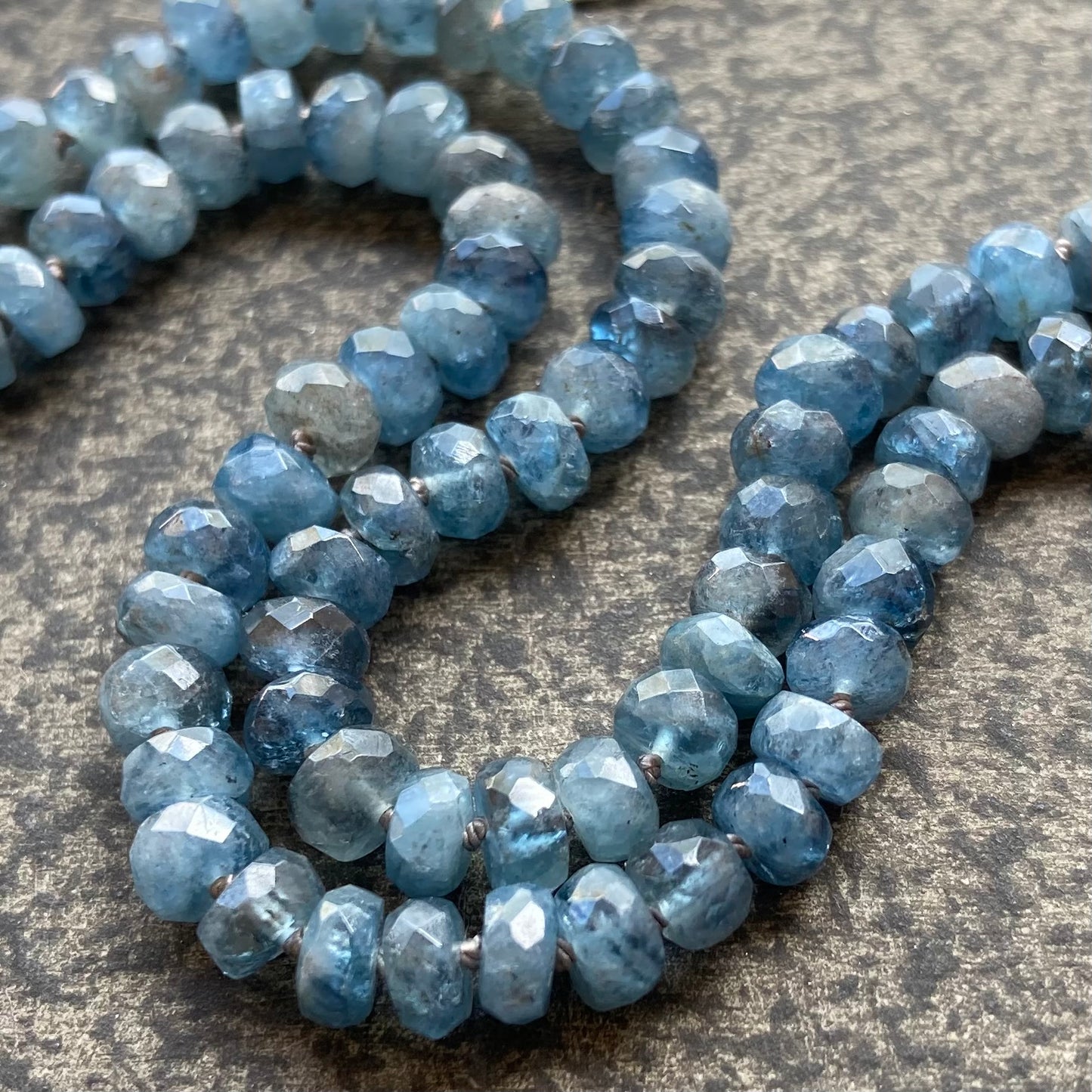 Santa Maria Aquamarine Hand Knotted Silk Necklace