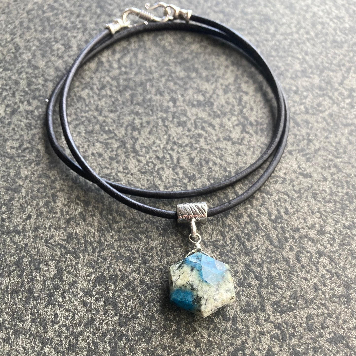 K2 Jasper & Sterling Silver Leather Choker
