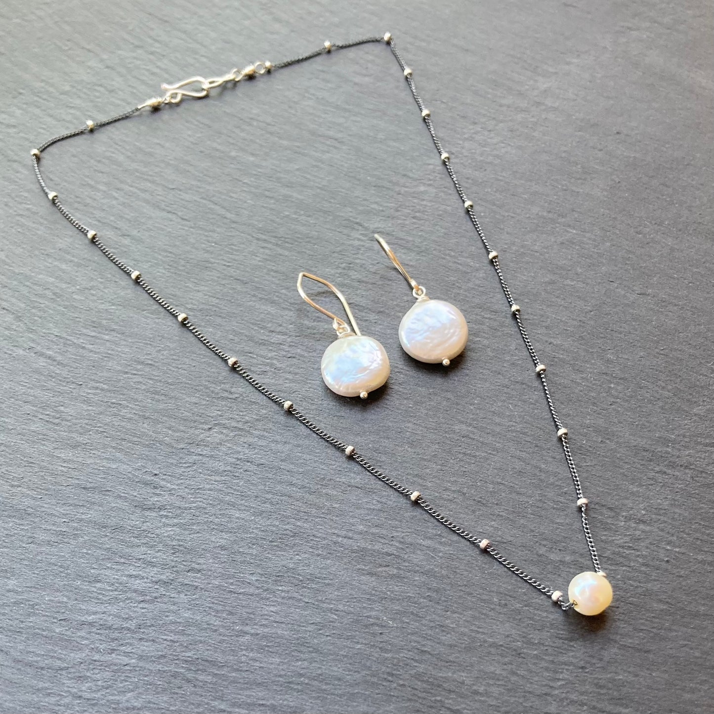 Freshwater Coin Pearl & Sterling Silver Earrings