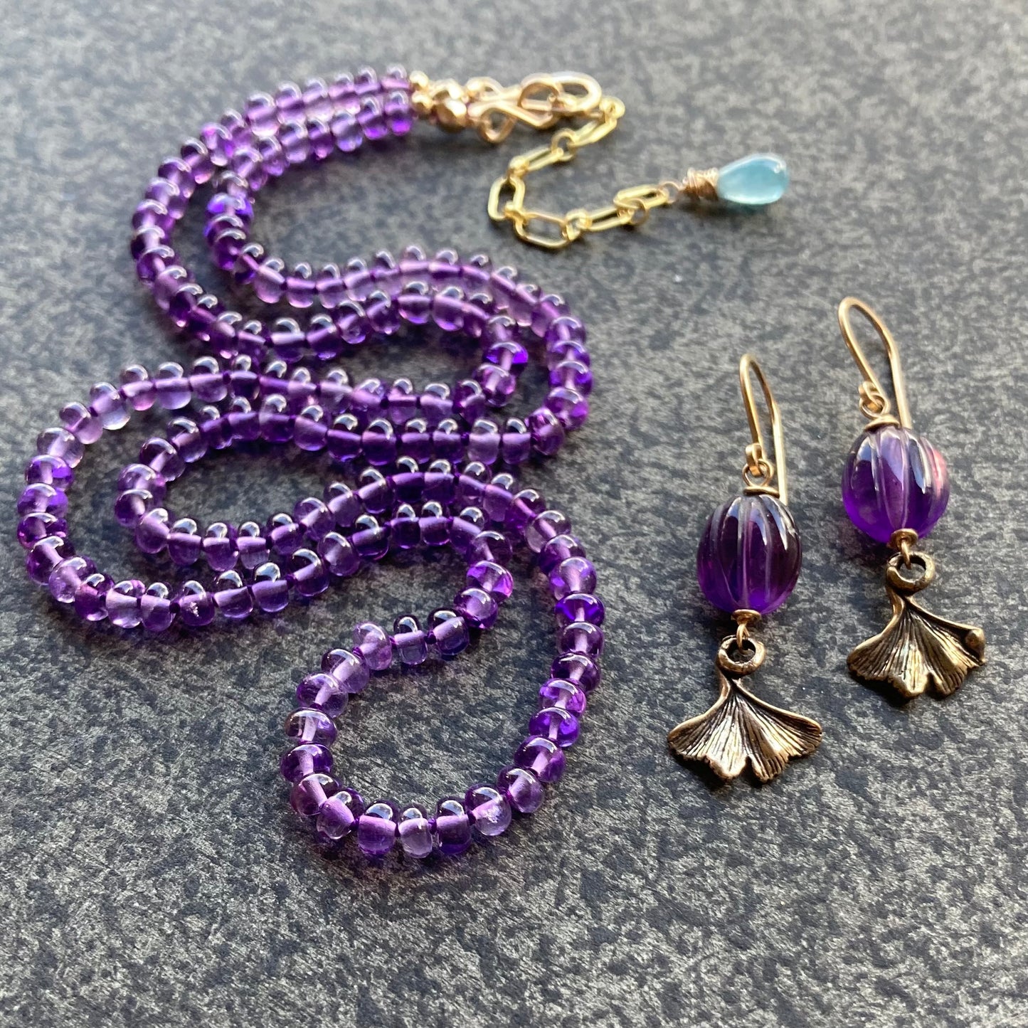 Amethyst Hand Knotted Silk Necklace