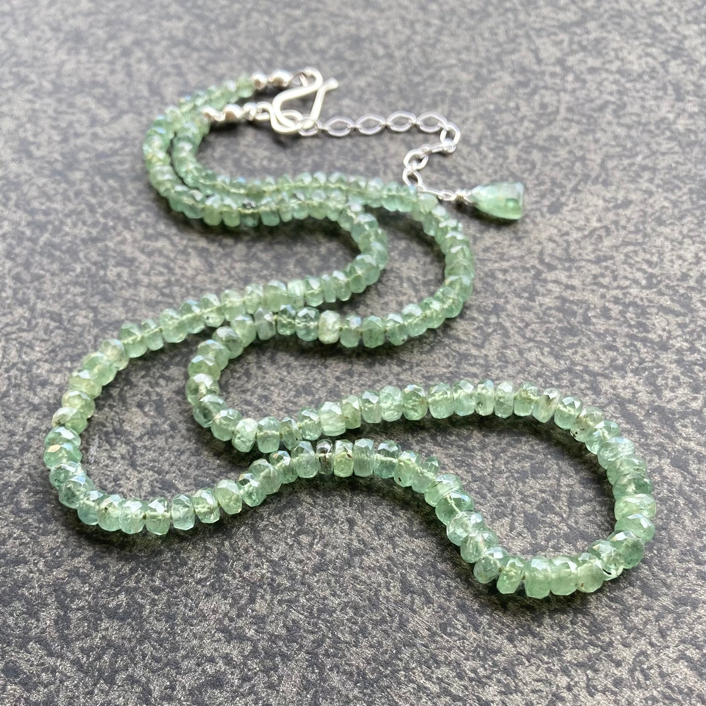 Green Kyanite Hand Knotted Silk Necklace