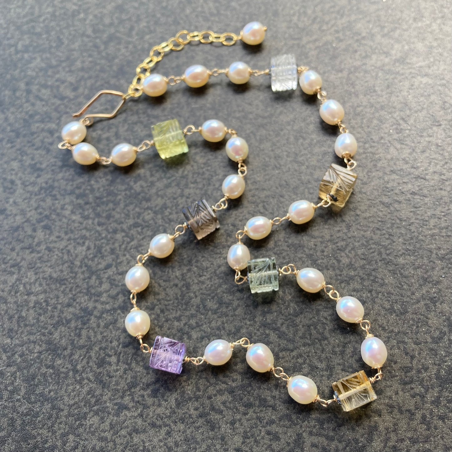 Multi Gemstone, Natural Pearl & Mixed Metal Choker