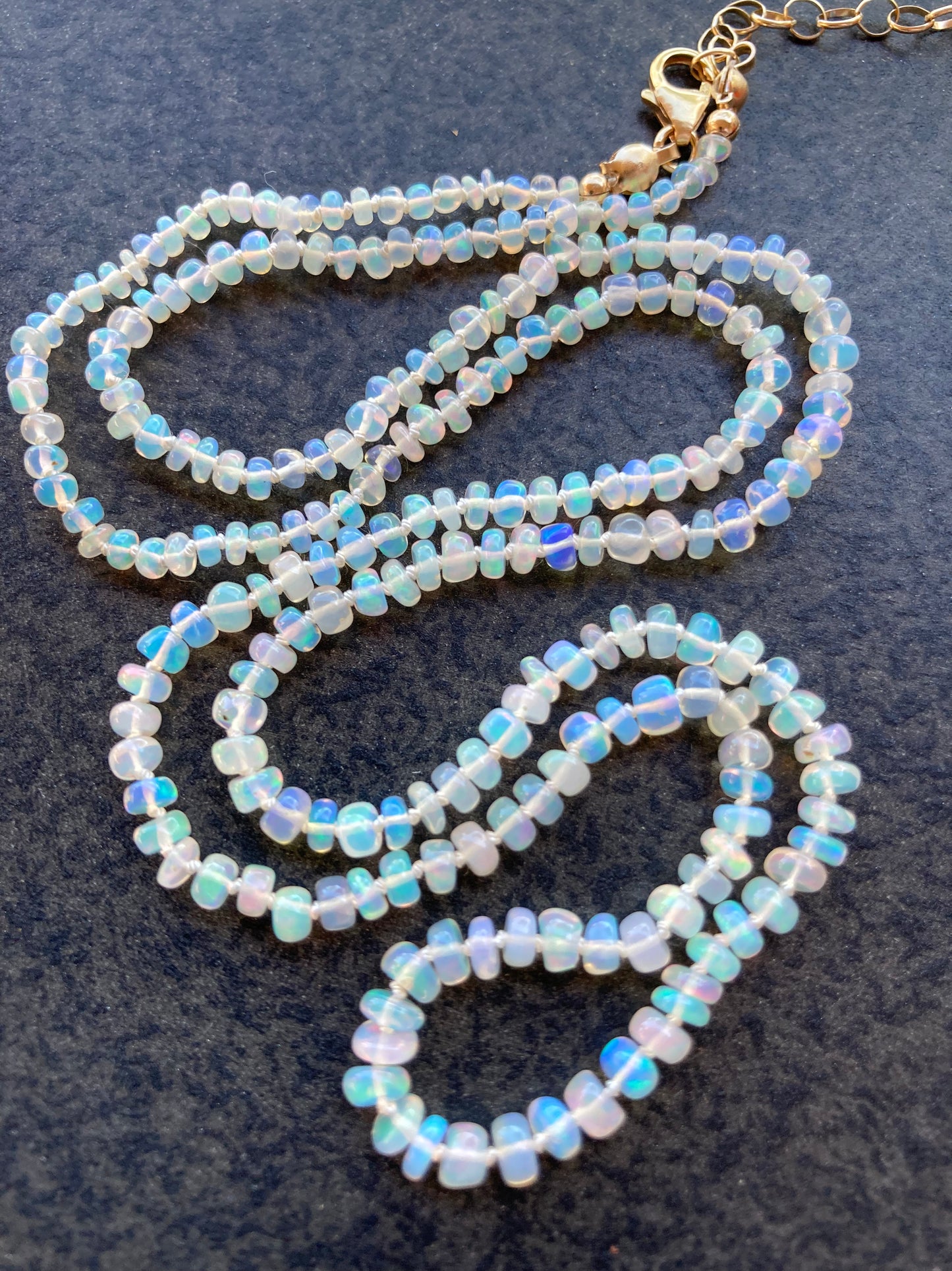 Ethiopian Opal Hand Knotted Silk Necklace