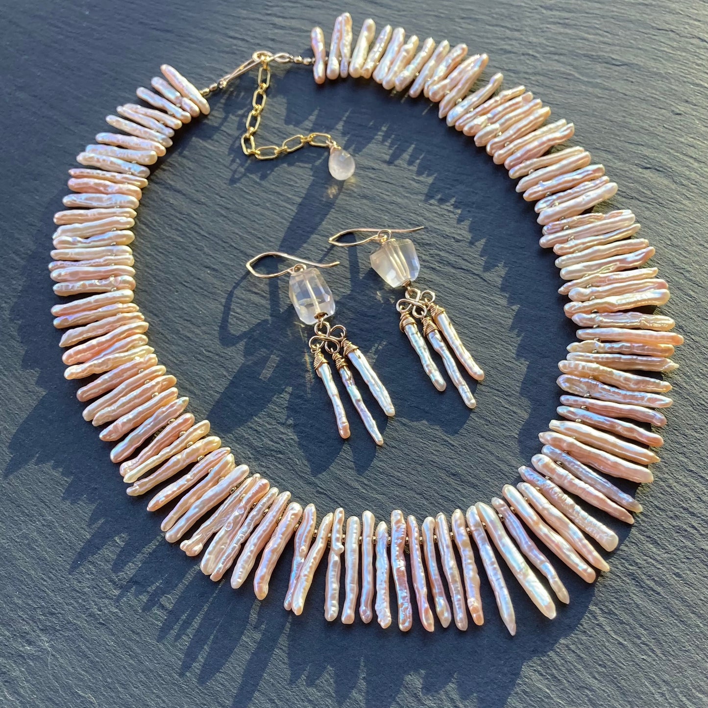 Angel Pink Biwa Pearl Collar