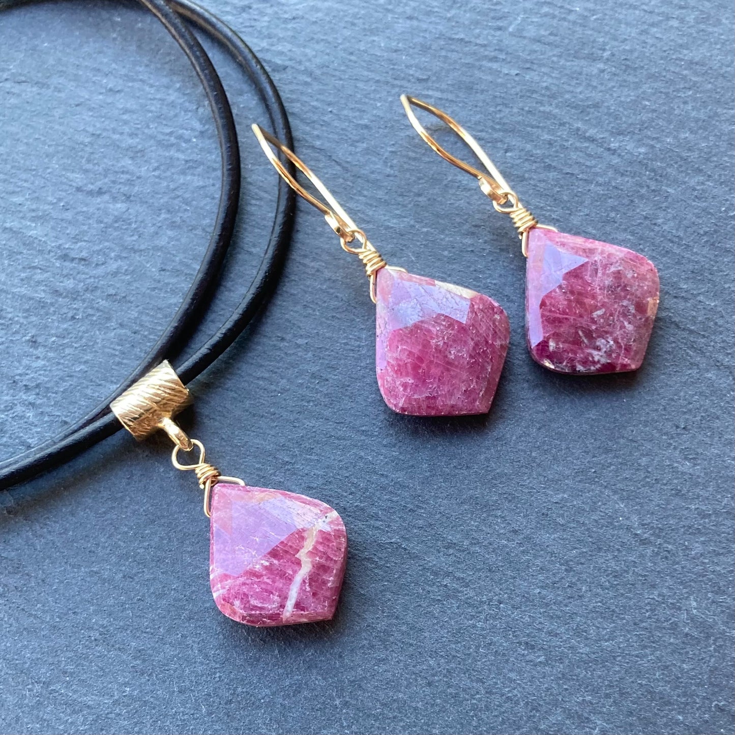 Ruby & Bronze Leather Choker