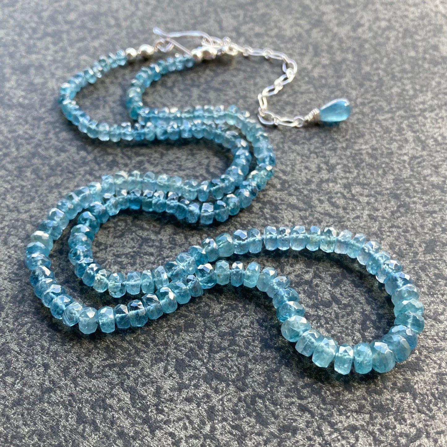 Aqua Kyanite Hand Knotted Silk Necklace