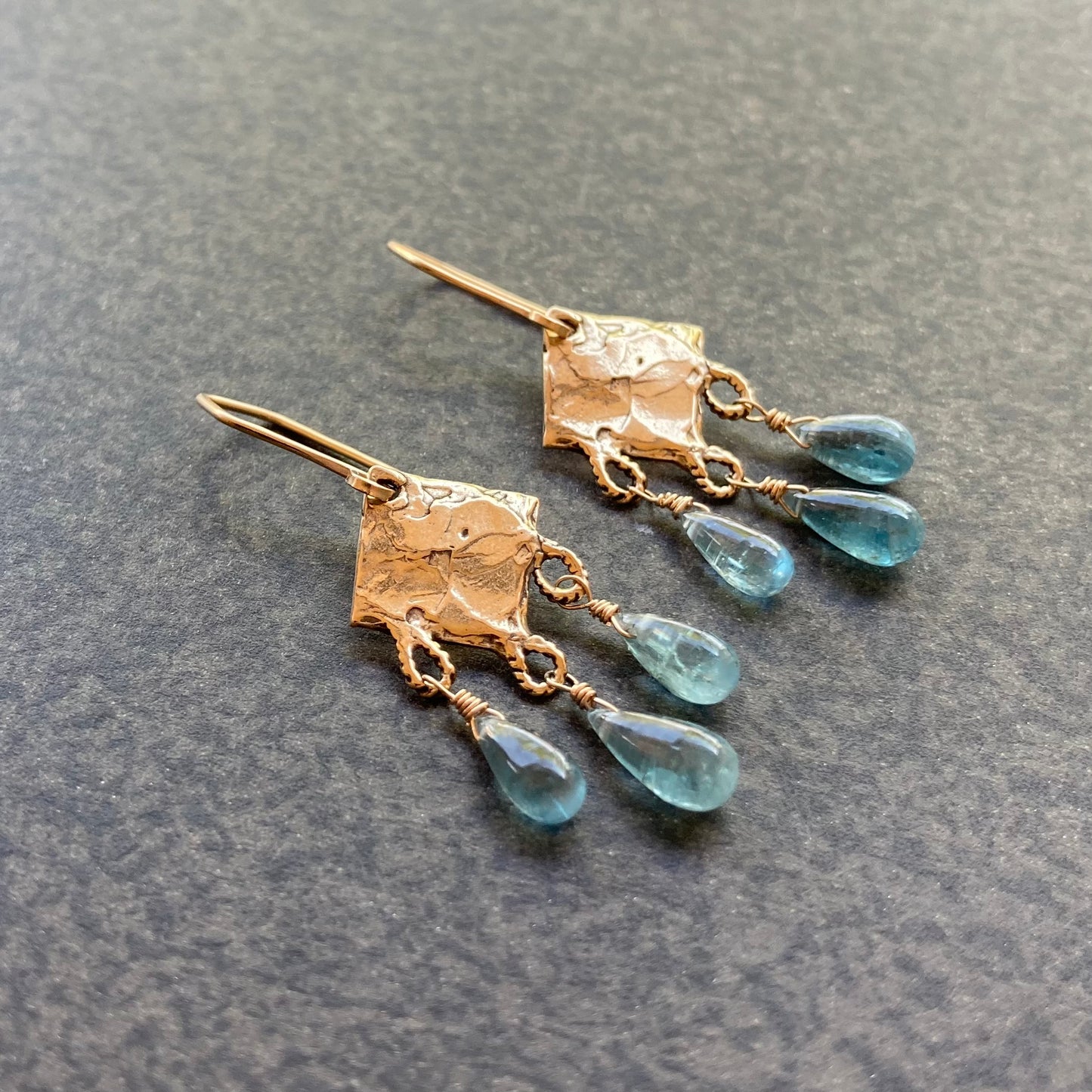 Aqua Kyanite & Mixed Metal Fringe Earrings