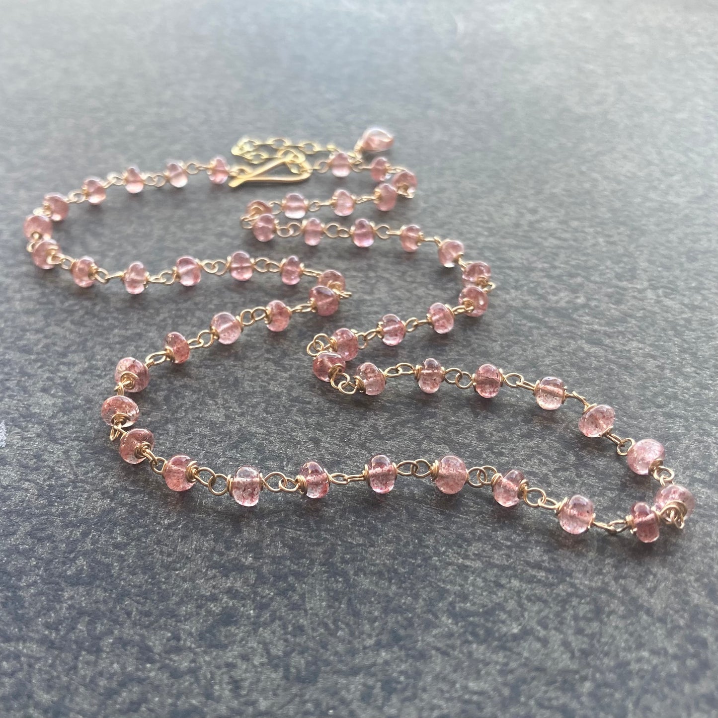 Strawberry Quartz & Gold Necklace