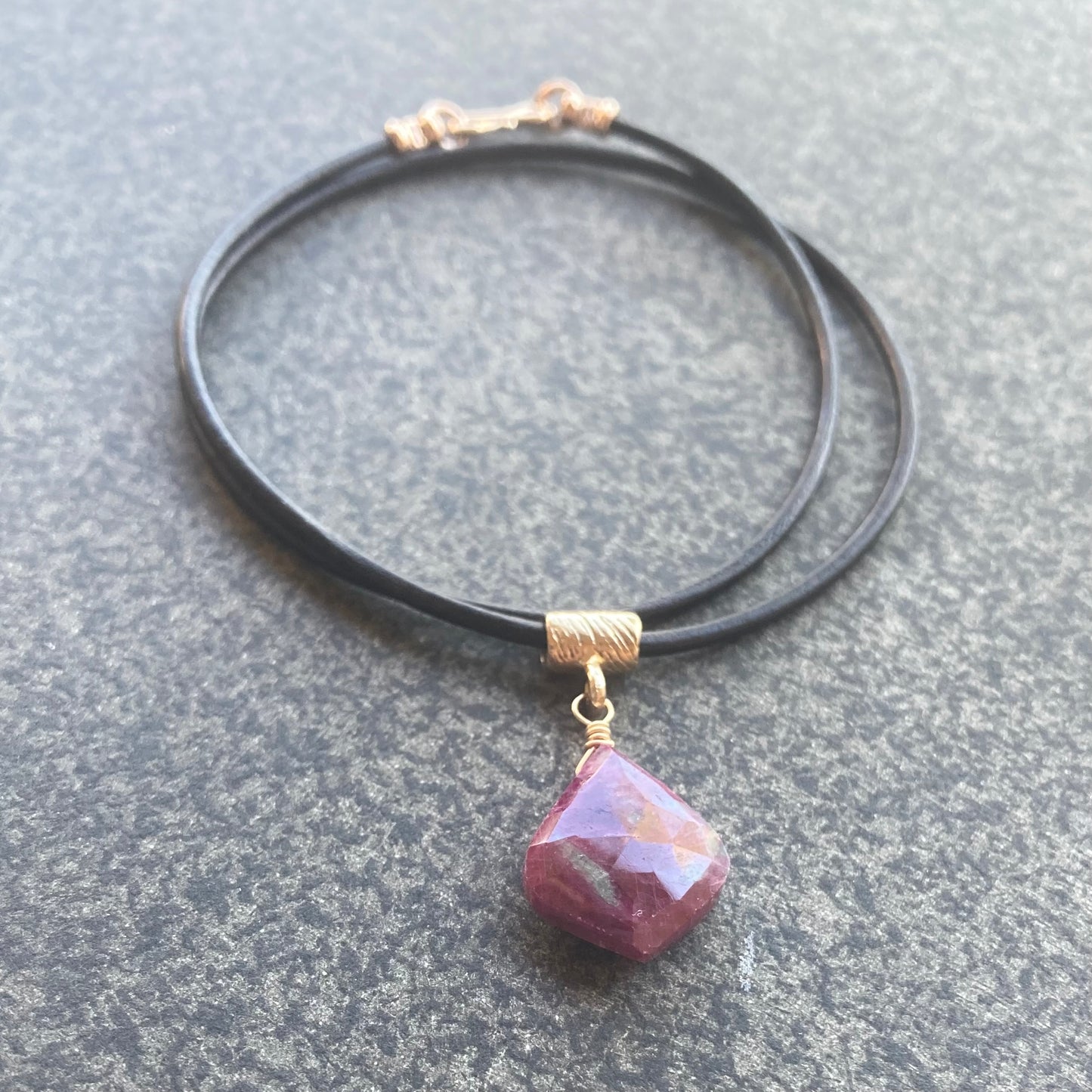 Ruby & Bronze Leather Choker