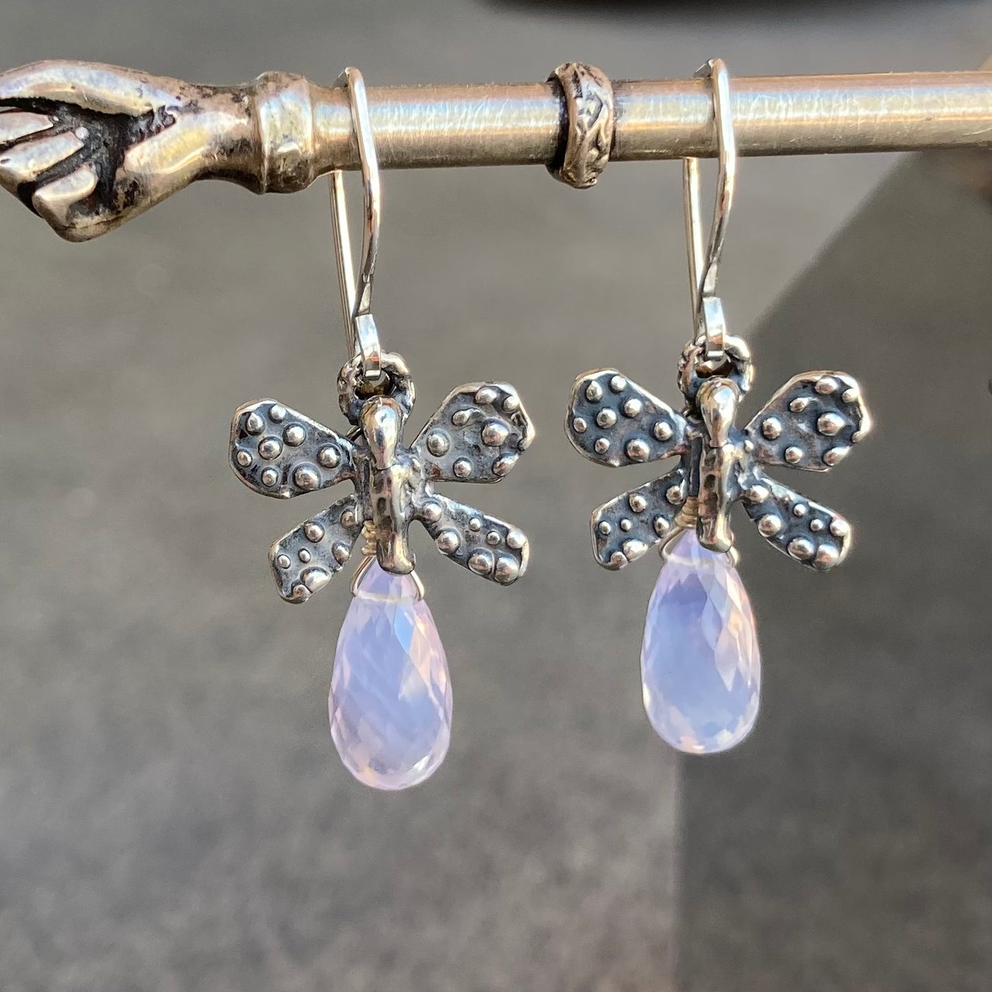 Scorolite & Sterling Silver Butterfly Earrings