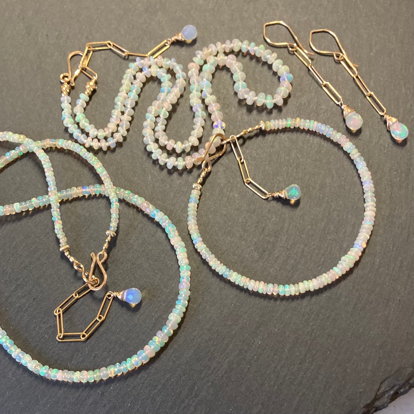 Ethiopian Opal Hand Knotted Silk Necklace