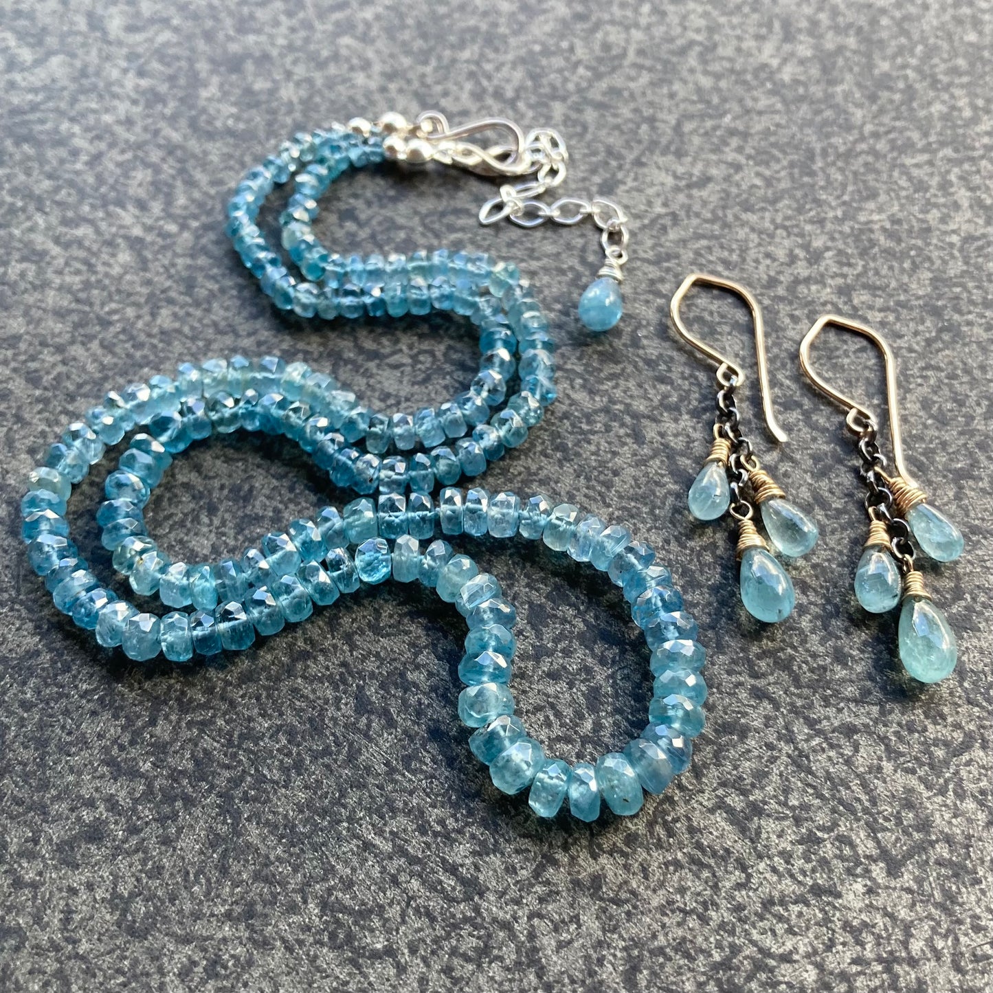 Aqua Kyanite Hand Knotted Silk Necklace