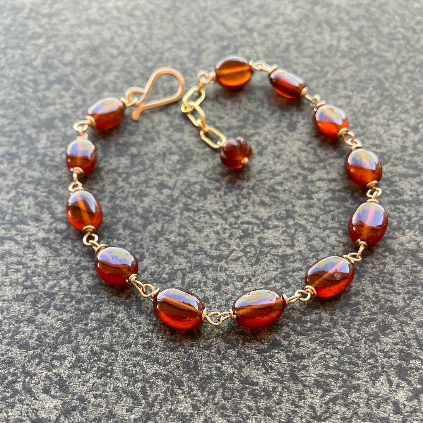Hessonite Garnet & Gold Bracelet