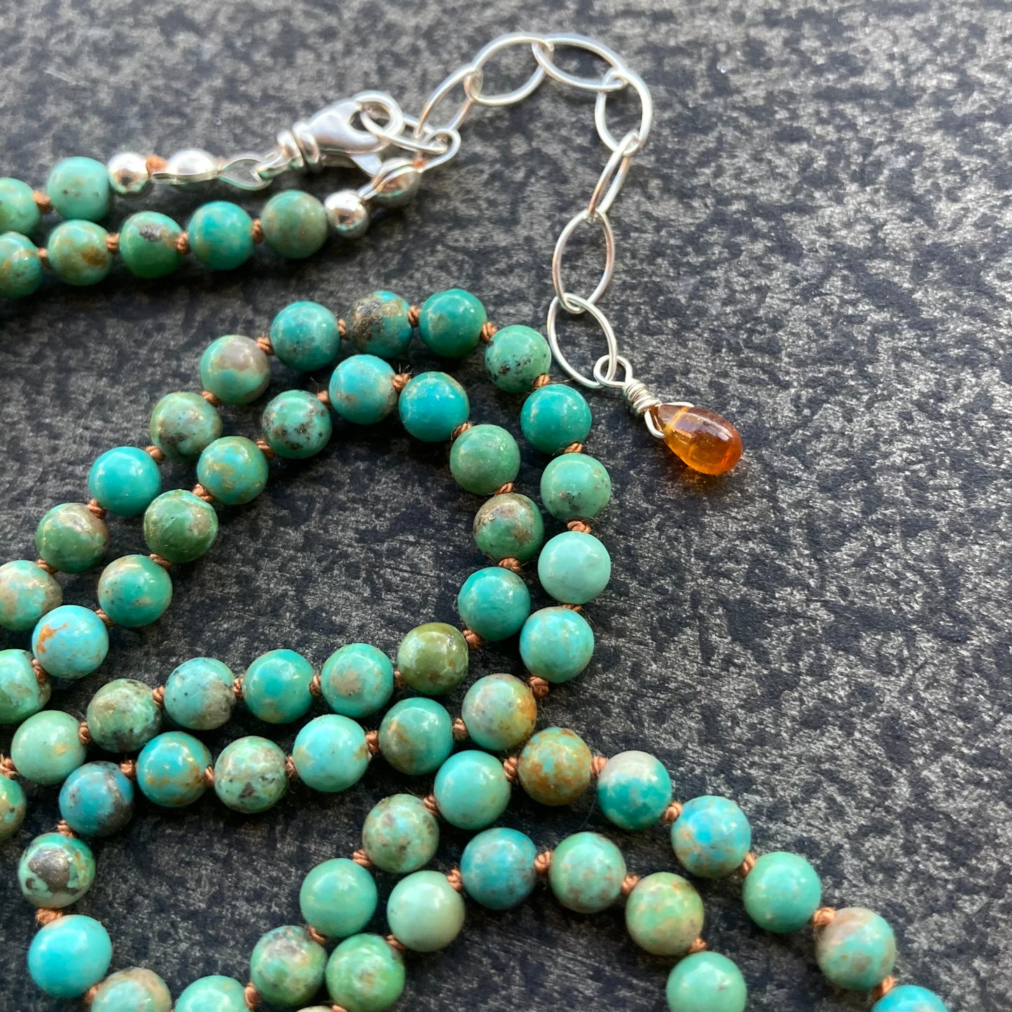 Hubei Turquoise Hand Knotted Silk Necklace