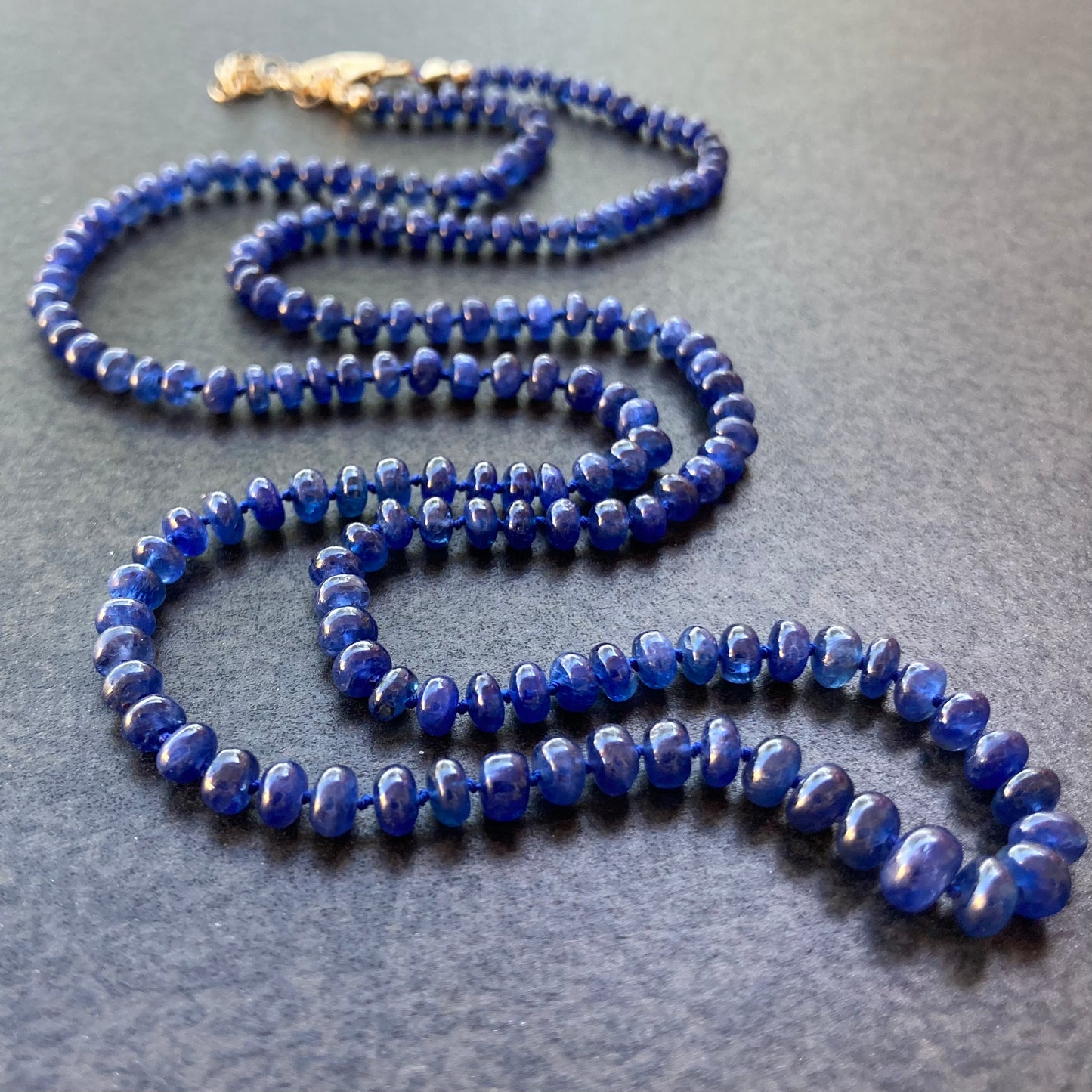 Burmese Sapphire Hand Knotted Silk Necklace
