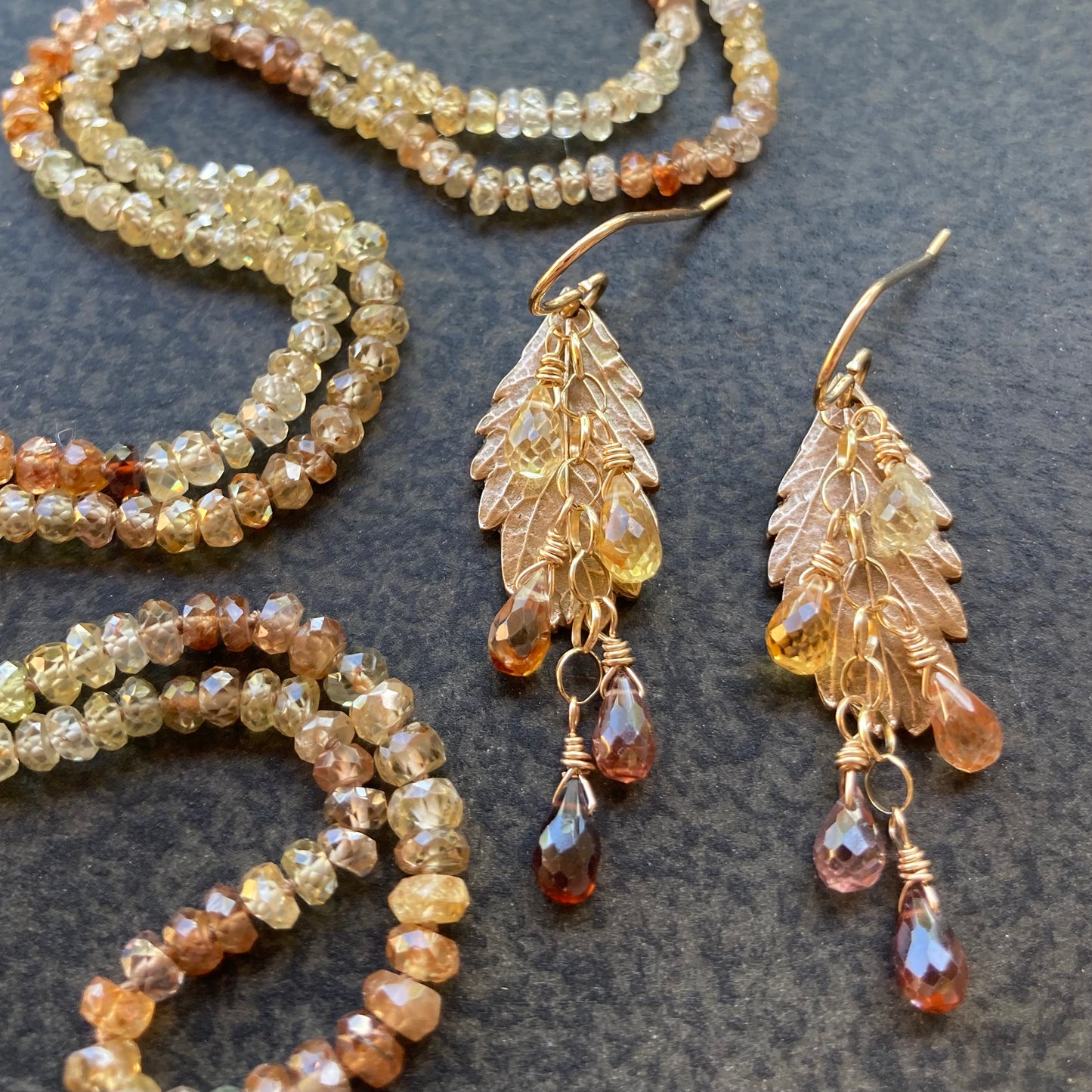 Natural Zircon Hand Knotted Silk Necklace