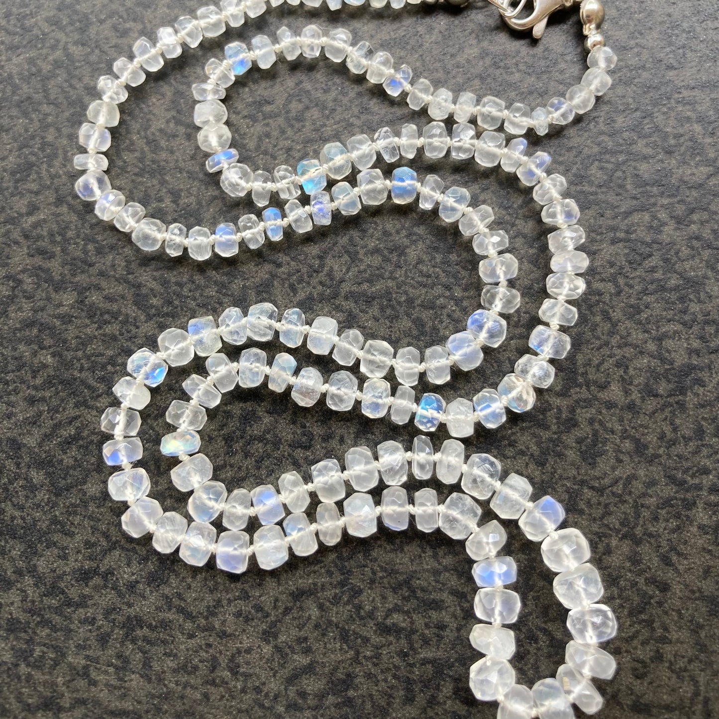 Rainbow Moonstone Hand Knotted Silk Necklace