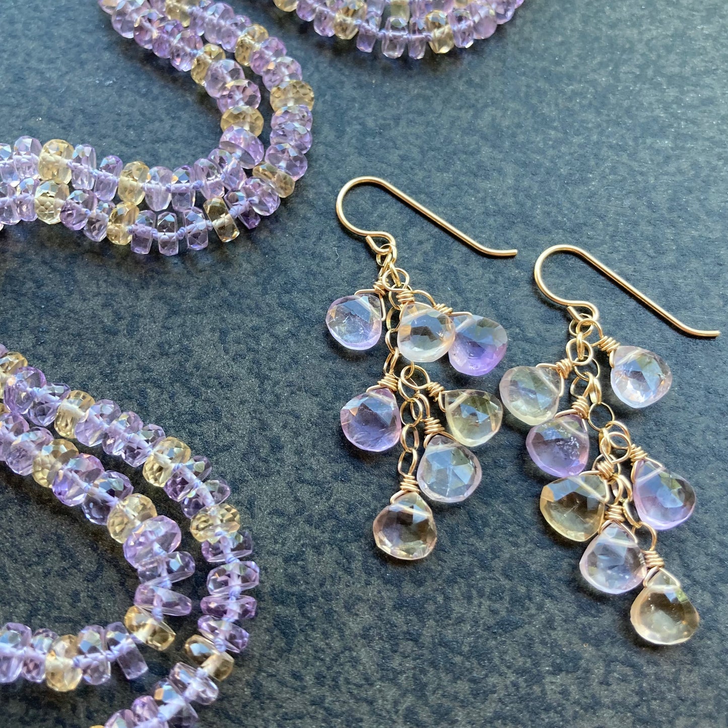 Ametrine Hand Knotted Silk Necklace