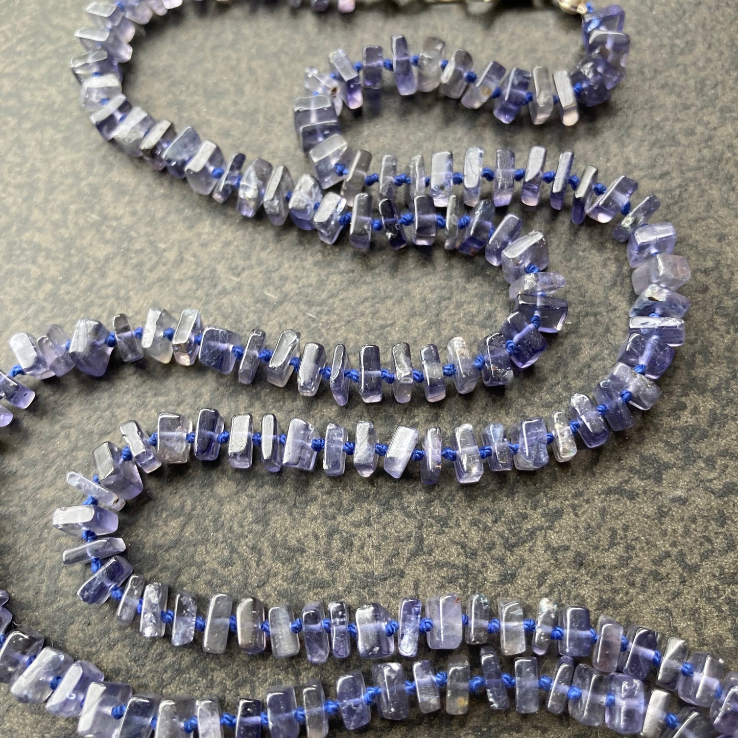 Iolite Hand Knotted Silk Necklace