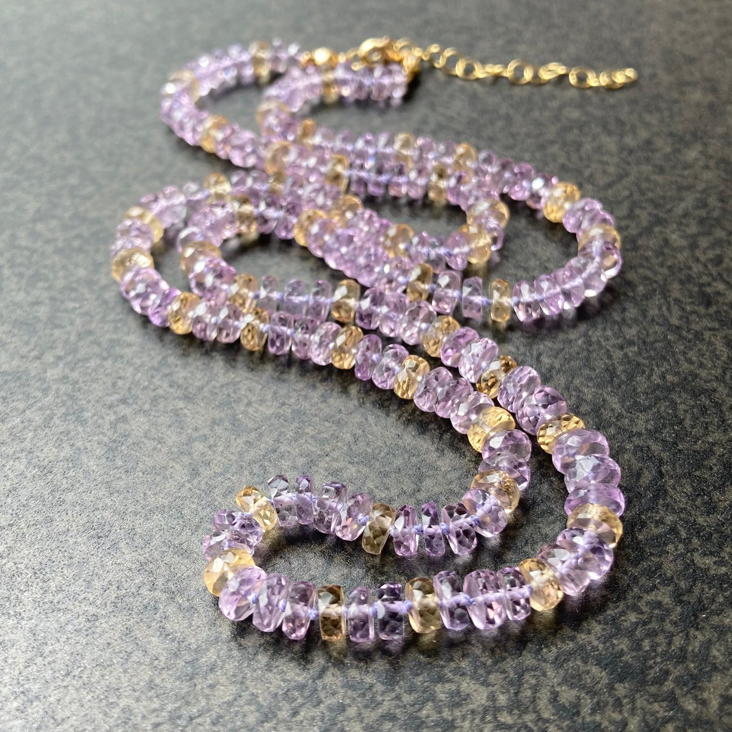 Ametrine Hand Knotted Silk Necklace