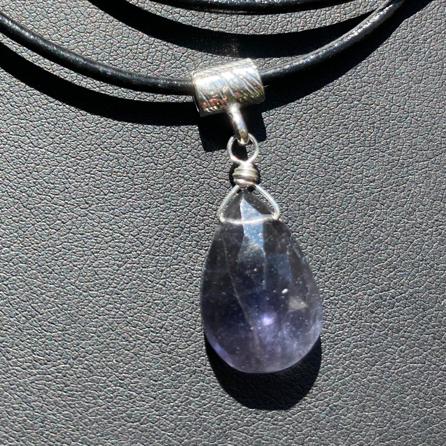Iolite & Sterling Silver Leather Choker