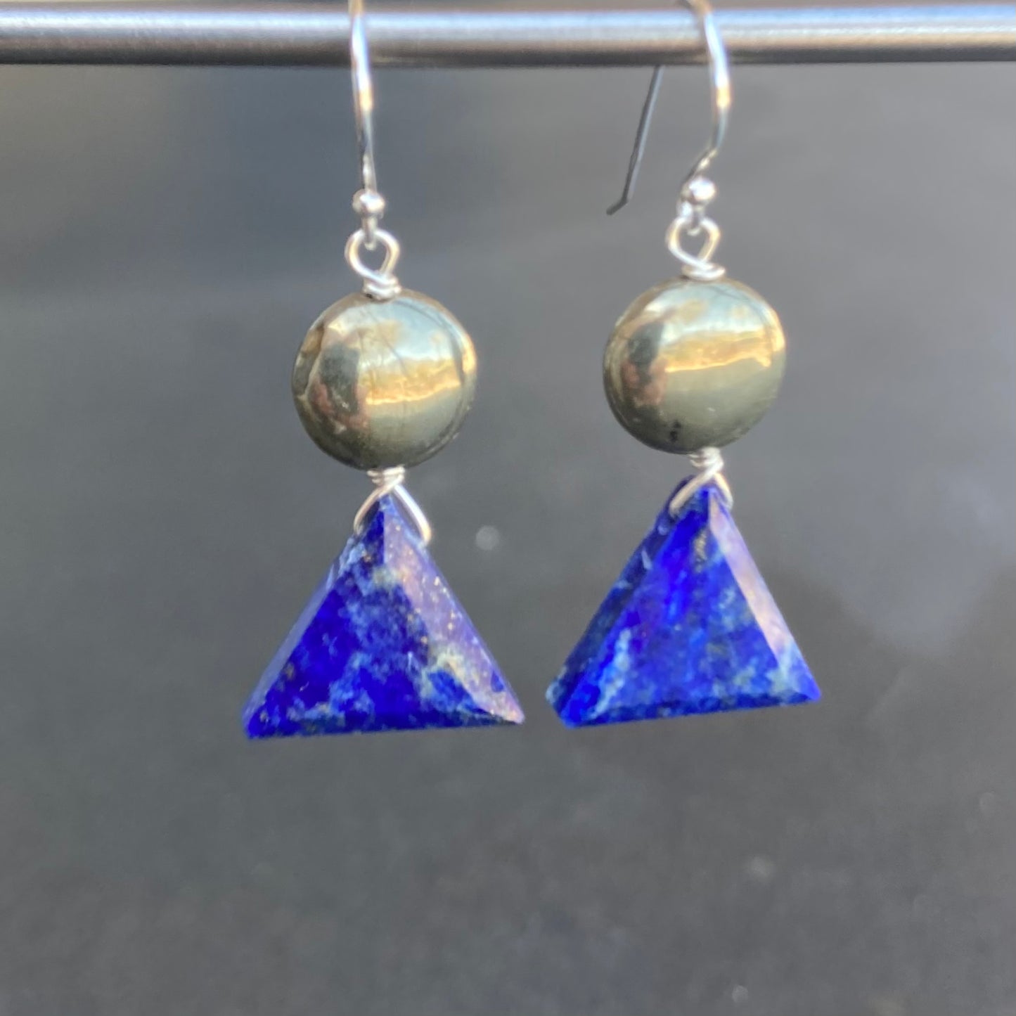 Lapis Lazuli, Pyrite & Sterling Silver Earrings