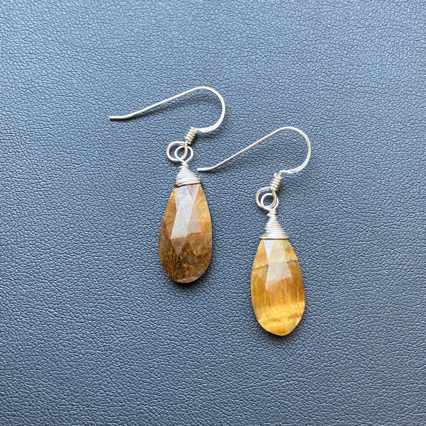 Golden Tiger Eye & Sterling Silver Earrings