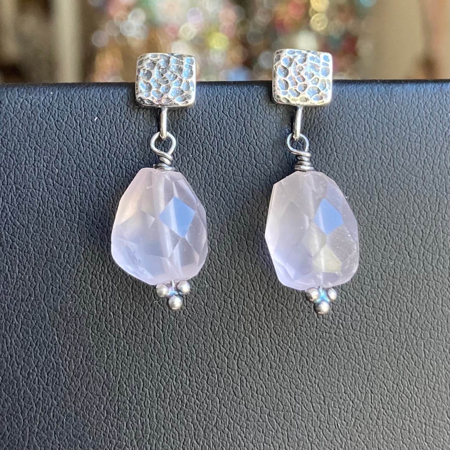 Rose Quartz & Sterling Silver Studs