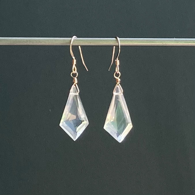 Rose Quartz & Rose Gold Kite Earrings