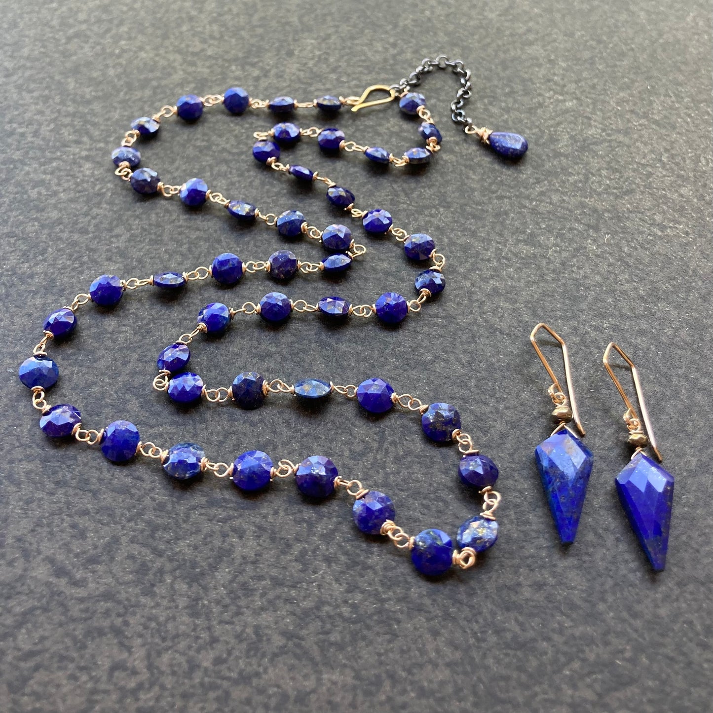 Lapis Lazuli & Gold Arrowhead Earrings