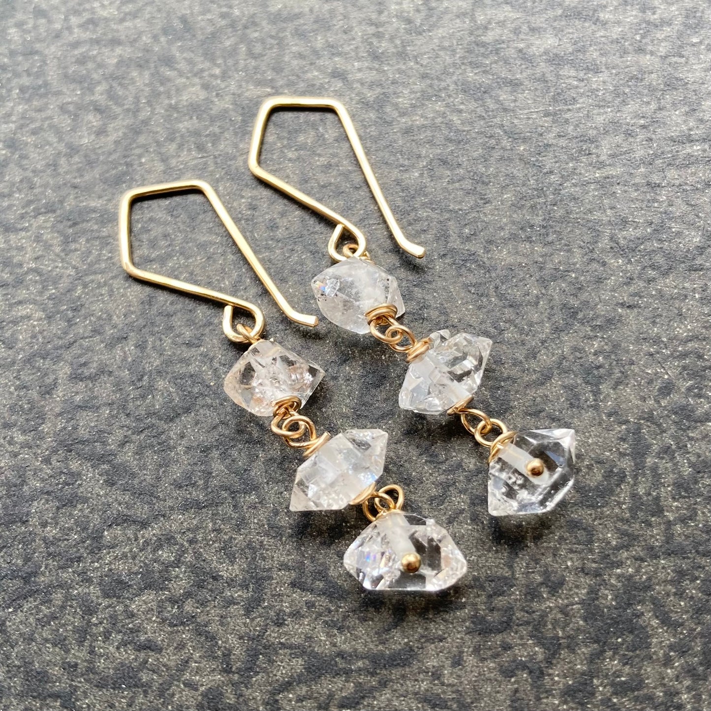 Raw Herkimer Diamond & Gold Earrings