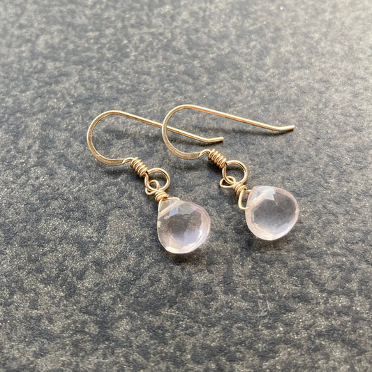 Rose Quartz & 14k Gold Earrings