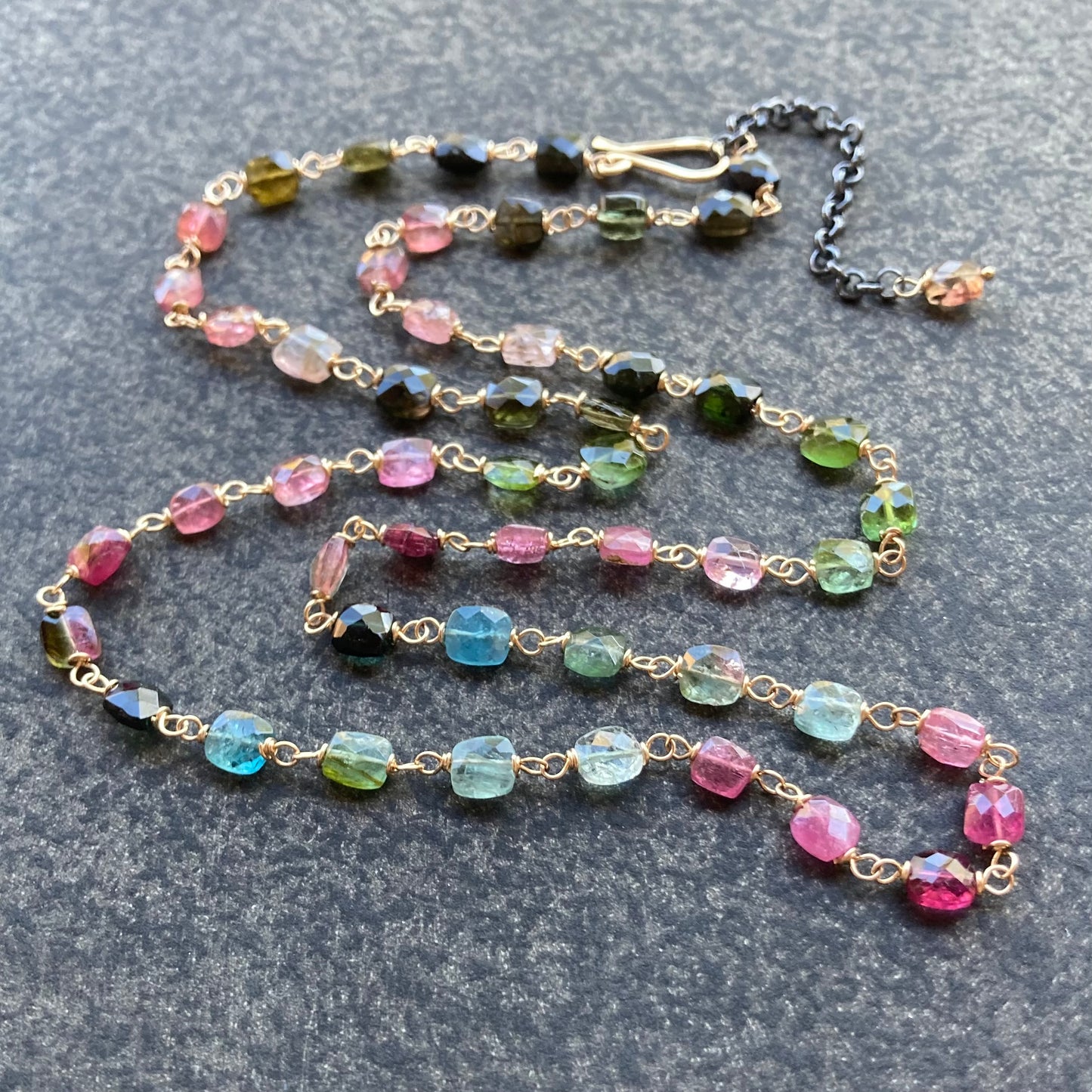 Multicolor Tourmaline & Mixed Metal Necklace