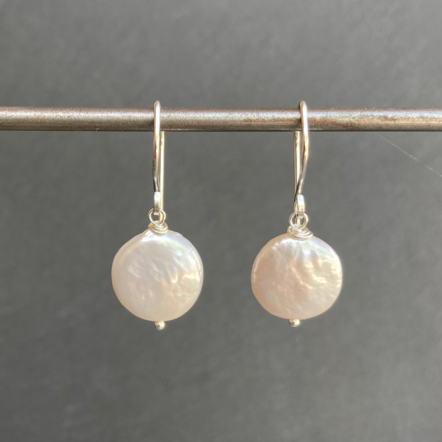 Freshwater Coin Pearl & Sterling Silver Earrings