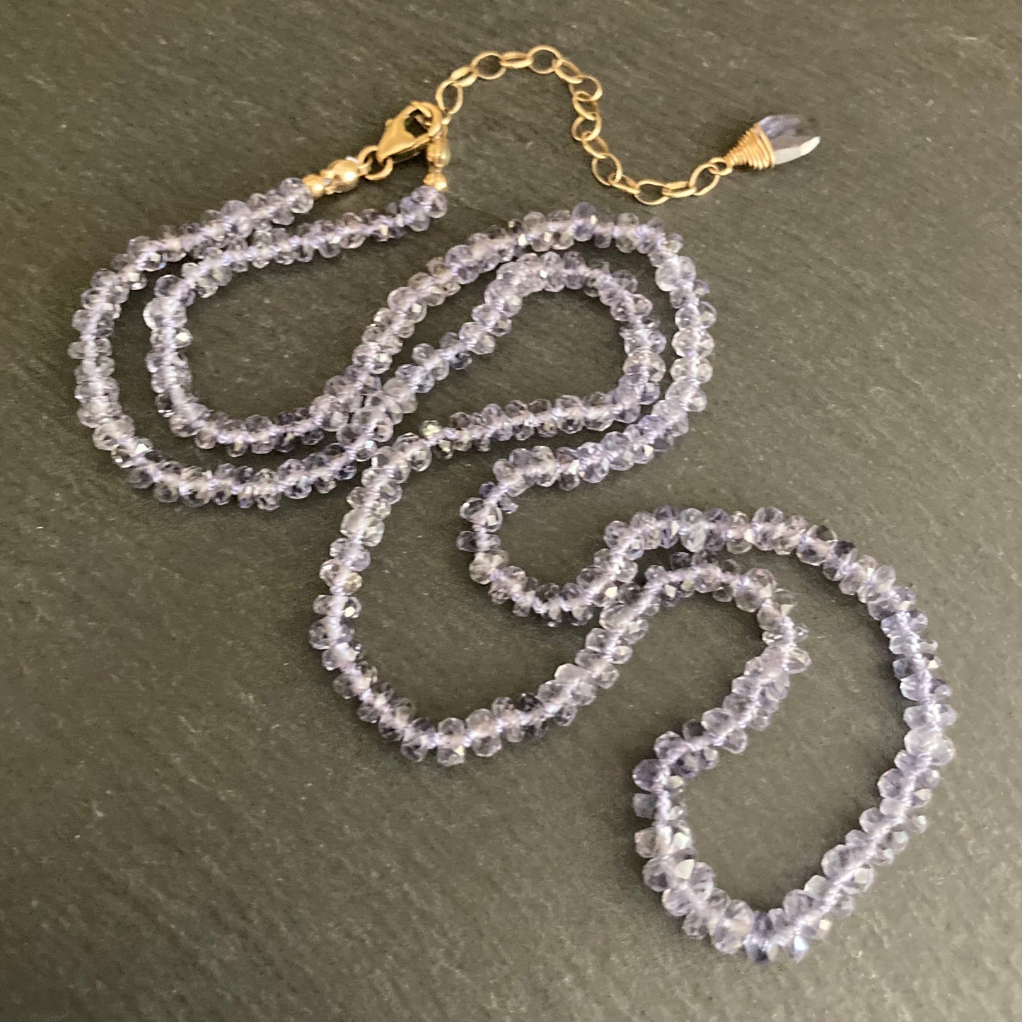 Custom Iolite Silk Necklace Restring