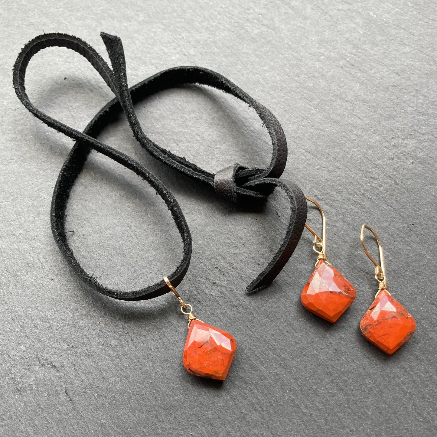 Red Jasper & Gold Earrings