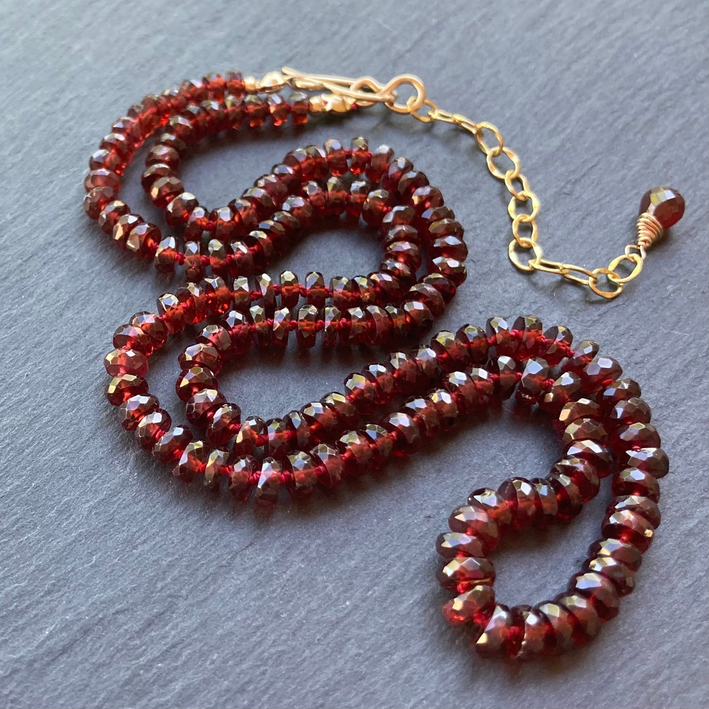 Mozambique Garnet Hand Knotted Silk Necklace