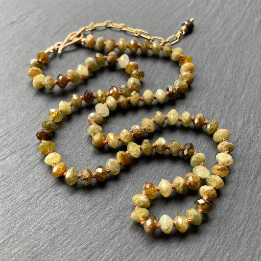 Grossularite Garnet Hand Knotted Silk Necklace