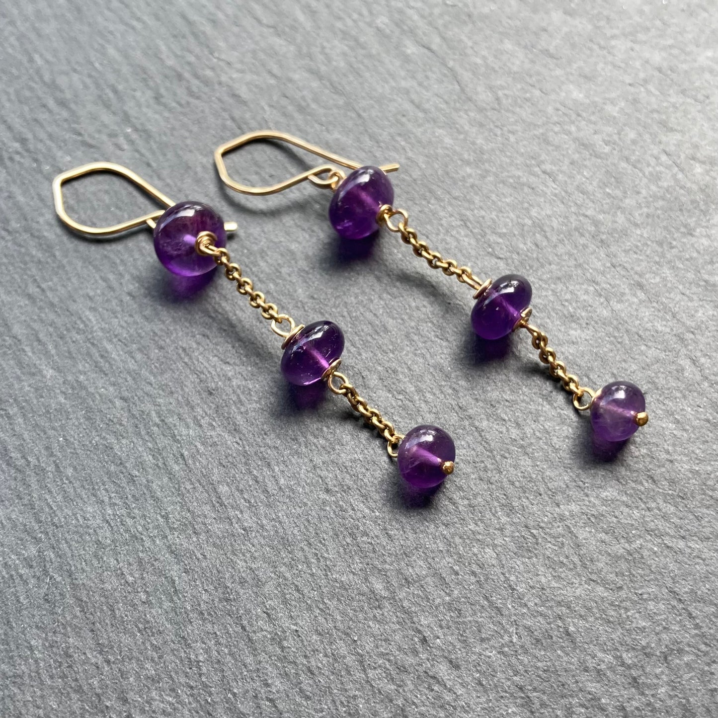 Amethyst & Gold Vintage Chain Earrings